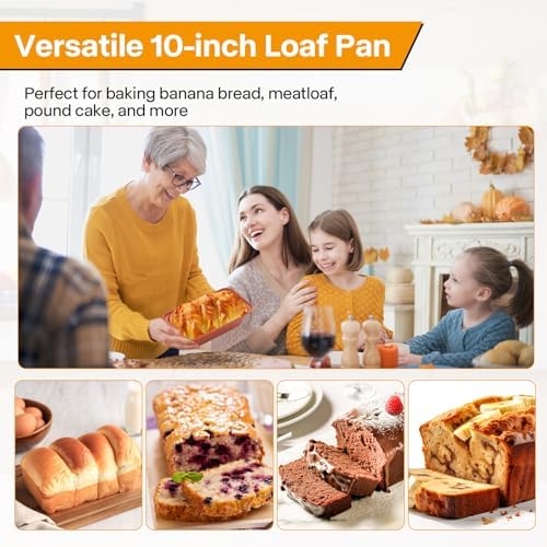 2-Pack Loaf Pan, Nonstick Bread Pans, 10In Banana Bread Pan, Bread Pans for Homemade Bread, Loaf Pan for Family Parties, Beginner Bakers