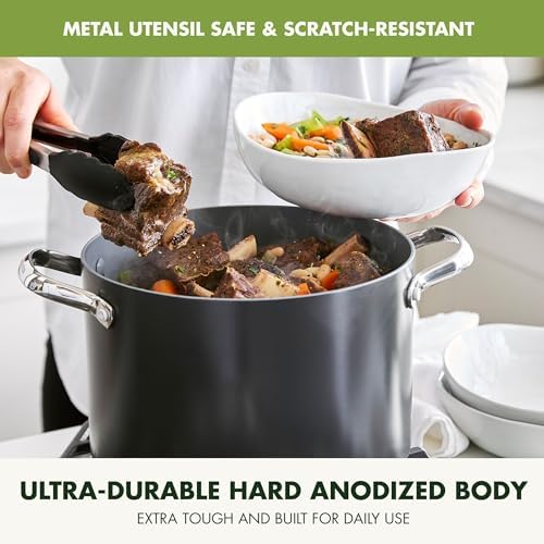 GreenPan Valencia Pro 8QT Ceramic Nonstick Stock Pot, Hard Anodized