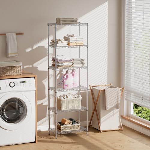 SINGAYE 6 Metal Shelves Wire Shelving Storage Shelf Adjustable Unit Pantry