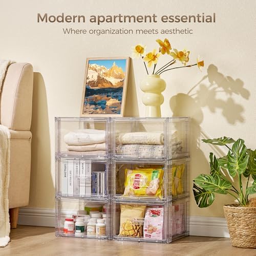 Vtopmart 6 Pack Clear Stackable Storage Bins 15QT