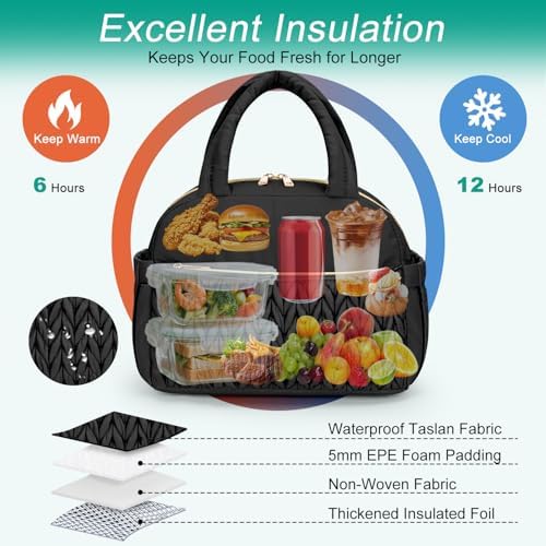 Coobiiya Lunch Box Lunch Bag for Women Men,Reusable Cute Lunch Pail bag,Leakproof,Insulated LunchBox Tote Compact 10L, Cooler Lunch Container for Work Travel Office