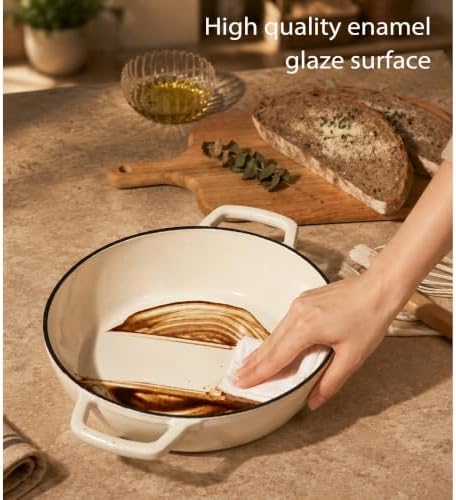 CAROTE Cast Iron Dutch Oven Pot with Lid, 5QT Round Bread Oven, Bonjour