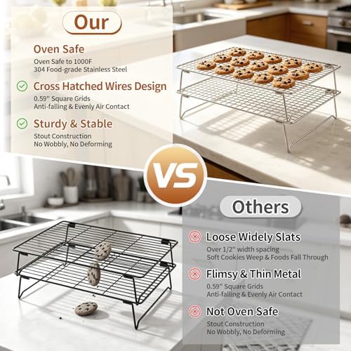 2-Tier 304 Stainless Steel Cooling Rack for Baking, 13"x9"x2.17"
