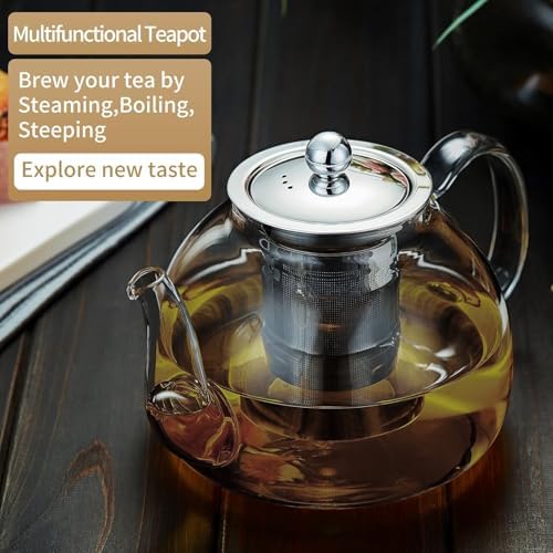 DOPUDO Glass Teapot with Infuser, 40 oz Borosilicate Tea Kettle
