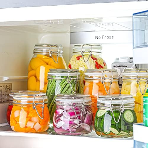 ComSaf Round Small Glass Pantry Jars with Airtight Lids 17 oz 6 Pack