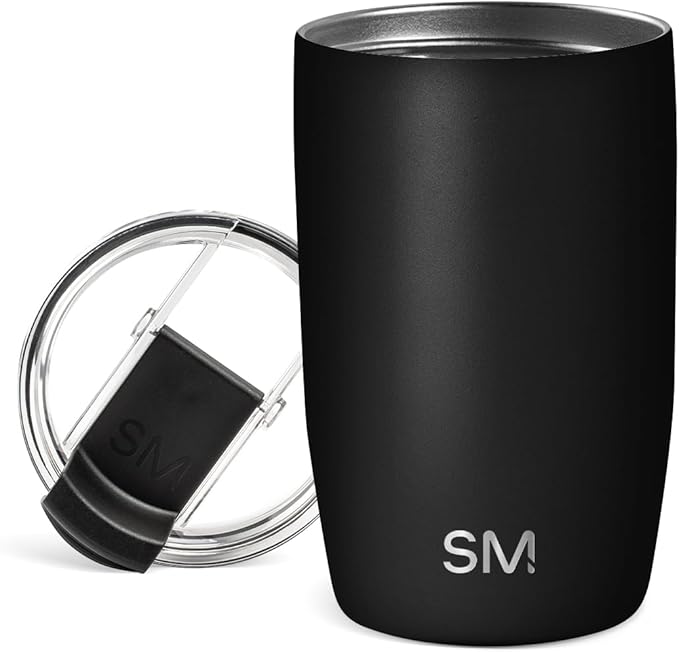 Simple Modern Voyager Tumbler with Flip Lid | Travel Coffee Mug | Insulated Stainless Steel Cold Brew Iced or Hot Coffee Cup | Gifts for Women Men Her Him | 12oz, Midnight Black