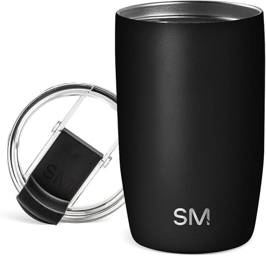 Simple Modern Voyager Tumbler with Flip Lid | Travel Coffee Mug | Insulated Stainless Steel Cold Brew Iced or Hot Coffee Cup | Gifts for Women Men Her Him | 12oz, Midnight Black