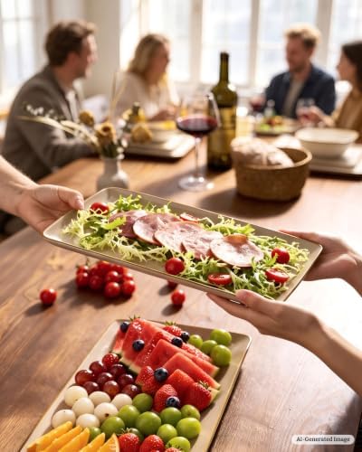 Famiware Serving Platters Set of 3 Sizes - Rectangular, Cinnamon Brown