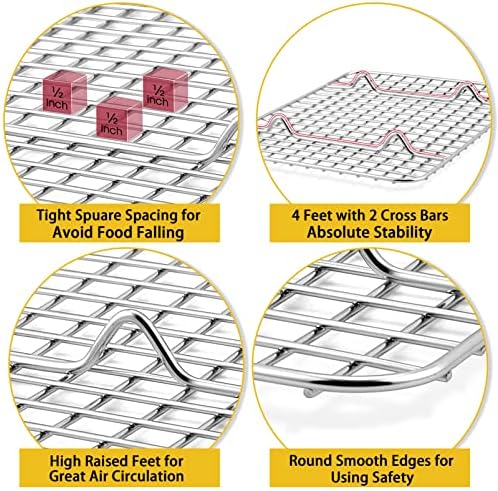 P&P CHEF 11.75 Inch Stainless Steel Cooling Baking Rack Set of 2