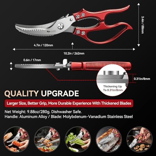 MAD SHARK Heavy Duty Poultry Shears,Spring Loaded Butterfly Meat Scissors