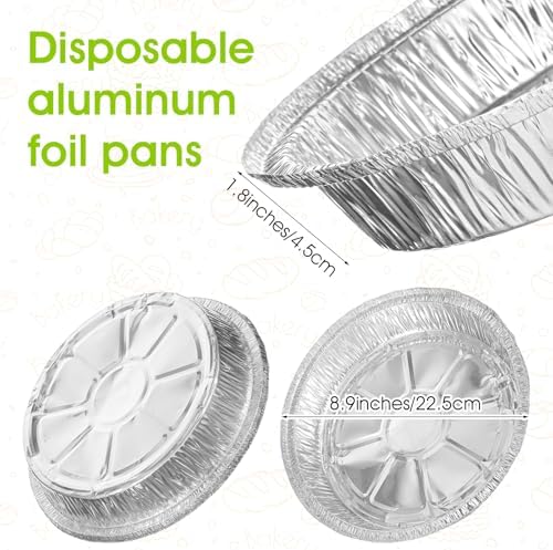 75 Pack 9" Aluminum Foil Pie Tins, Round Aluminum Foil Pie Pans, Tins Disposable Foils Plates Freezer Oven Safe for Baking, Cooking, Quiche, Tarts, Pies, Takeout Spare Essentials