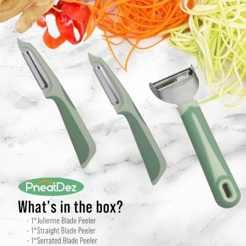 Julienne Peeler Vegetable Peeler with 4.8'' Long Silicone Handle