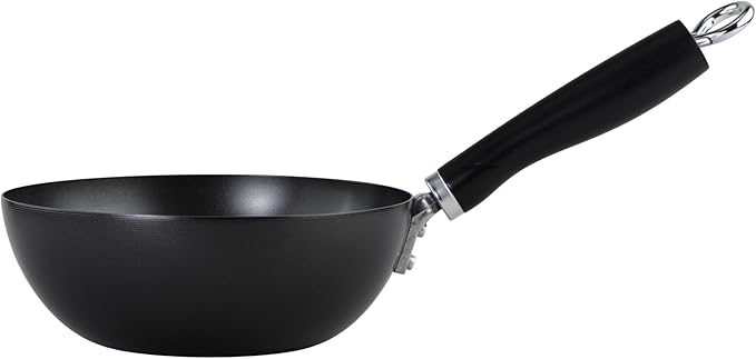 GoodCook Everyday Nonstick Wok, 8-Inch, Black, Carbon Steel Small Wok, High Wall Construction, Flat Base, Ergonomic Flame Guard Handle, Non-Stick Wok Pan for Stir Fry and Sautéing