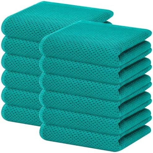 Homaxy 100% Cotton Waffle Weave Kitchen Dish Towels 12-Pack, Teal