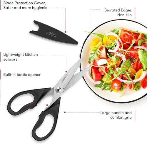 iBayam Black Kitchen Scissors - Heavy Duty Meat & Poultry Shears
