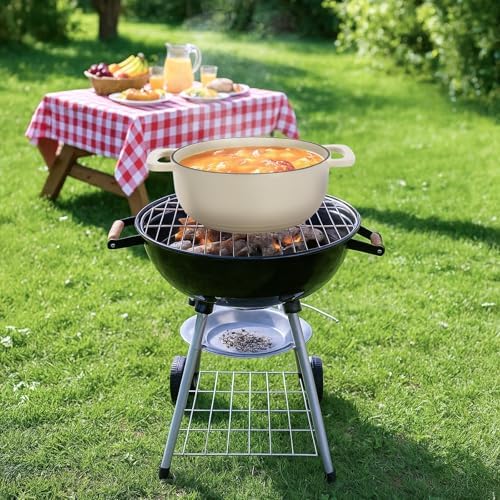 Bonnlo 5QT Round Dutch Oven, Enameled Cast Iron Dutch Oven Pot with Lid & Dual Handles, Oven Safe Up to 500° F, for Sourdough, Bread Baking, Stews and Roasting, White