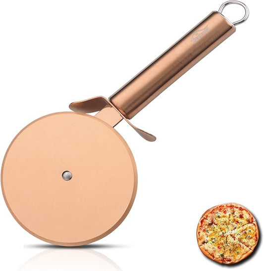 Berglander Pizza Wheel, Rose Gold Titanium Plating Stainless Steel Pizza Cutter, Super Sharp Pizza Slicer With Titanium Rose Gold Plating, Pastry Cutter, Easy to Clean And Stored