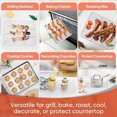 Homikit 4 PCS Cooling Racks for Quarter Sheet Pan, 12"x 9" Oven Baking Rack