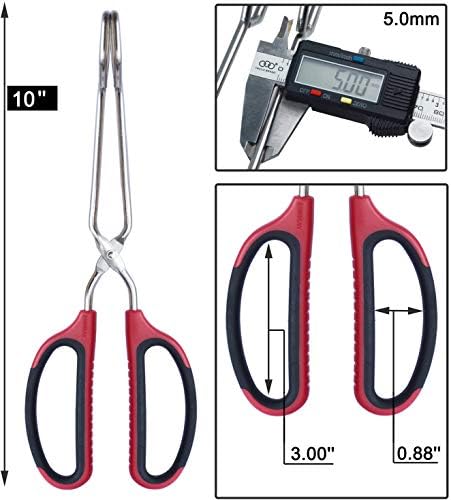 HINMAY Stainless Steel Scissor Tongs with Comfort-Grip Handle 10-Inch