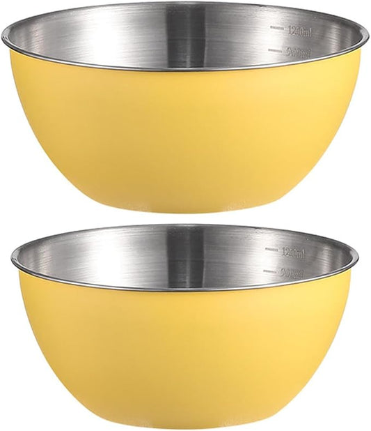 Stainless Steel Salad Bowls Set of 2 Mixing Bowl with Measurement Markings Snacks Bowls, 3.17 Quart Serving Bowls for Mixing, Cooking, Baking, Prepping and Home Kitchen Food Storage Bowls