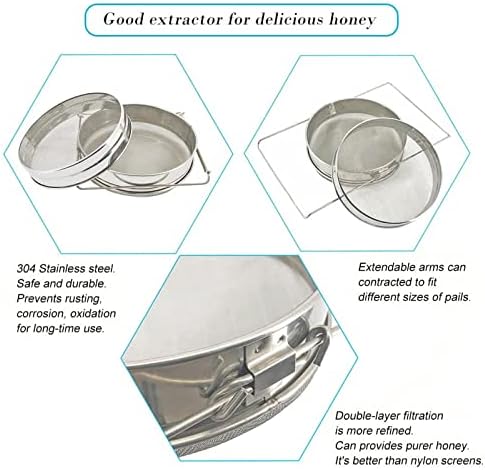 Honey Strainer for 5 Gallon Bucket with Up to 16.5 inches Extendable Arms