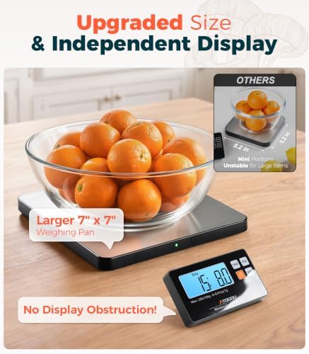 Atogou Wireless Kitchen Scale, 22lb/10kg Food Scale with Detachable Display