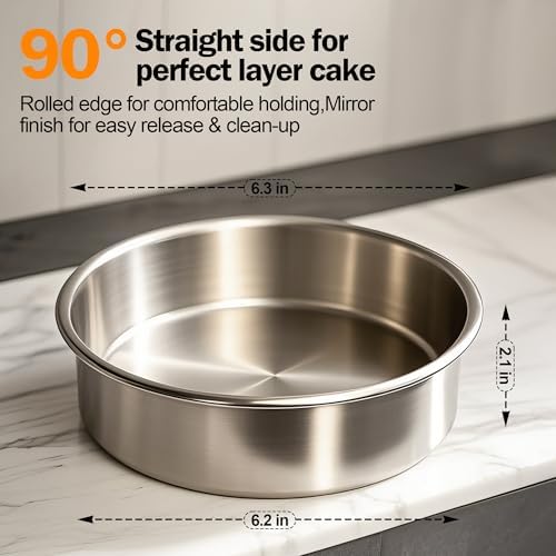 6 Inch Cake Pans Set of 3 with 100 Pieces Parchment Paper
