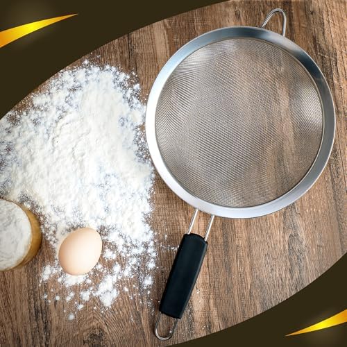 Set of 3 Fine Mesh Strainers for Kitchen | 3.4 inch, 5.5 inch and 7.9 inch Stainless Steel Strainer