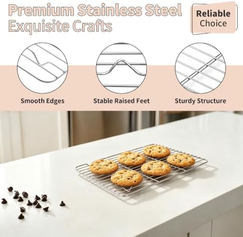 TeamFar Stainless Steel Baking Sheet with Rack Set, 12.5"x 9.5"x1"