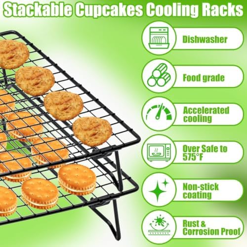INNOVATIVE LIFE 13.4 x 9.4 inch Cooling Rack with Collapsible Legs 2 Pcs
