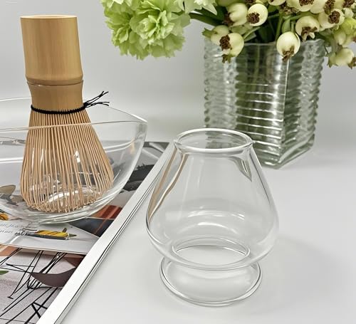 Glass Matcha Whisk Holder, Matcha Chasen Holder, Matcha Whisk Stand for Bamboo Matcha Chasen, Matcha Set Accessories for Tea Ceremony (Clear)