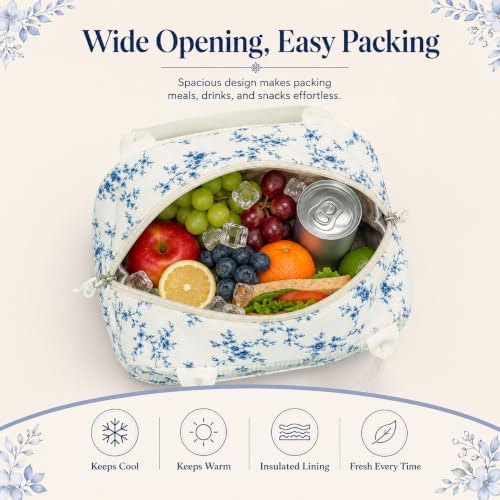 Bluboon Lunch Bag for Women Cute Corduroy Lunch Tote Bags with Shoulder Strap Reusable Insulated Lunch Box Large Capacity Reusable Insulated Cooler for Work Picnic or Travel