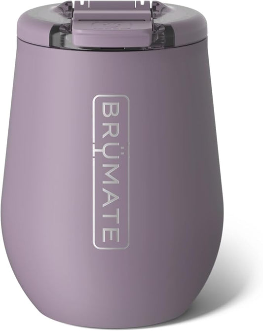 BrüMate Uncork'd 14oz 100% Leakproof Insulated Wine Tumbler | Locking Lid | Insulated Stainless Steel Wine Glass | Perfect For Travel & Outdoors | BPA-Free (Lilac Dusk)
