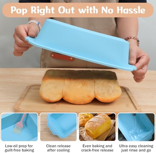 Nonstick Silicone Bread Loaf Pan: 9.5 x 5 Inch Bread Pan for Homemade Rye
