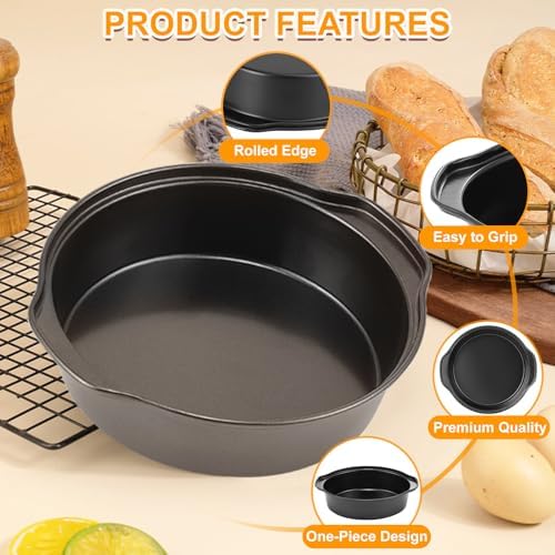 6 Inch Cake Pan - 3PCS Carbon Steel Round Cake Pans with 100 Pieces Parchment Paper, Non-stick & Easy Demolding, Non-toxic & Healthy