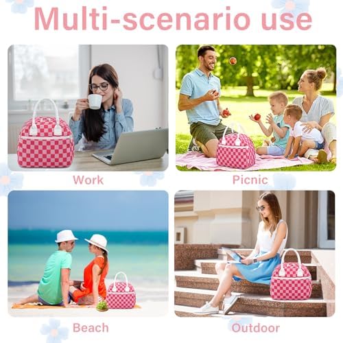 Carry bloom Lunch Box for Women, Insulated Lunch Bag Cute Corduroy Lunchbag