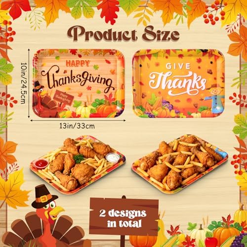 Vesici 4 Pack Thanksgiving Serving Trays, 13x10 Inch Melamine Platters