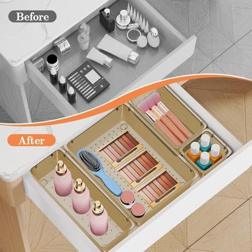 SpaceHacks 25 PCS Plastic Drawer Organizer, 4-Size Versatile Organizer Trays & storage Bins