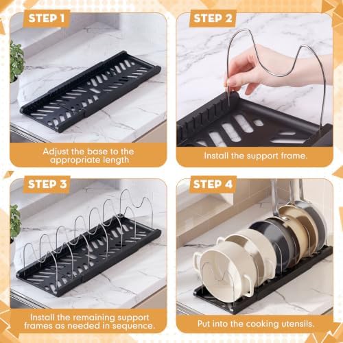 Sieral 2 Pack Expandable Pots and Pans Organizer Under Cabinet,Black