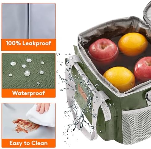 Lifewit Medium Lunch Bag, Insulated Lunch Box, Soft Cooler Cooling Tote for Adult Men Women, Gray and Green 12-Can (9L)