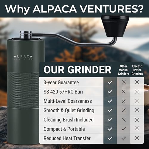 Manual Coffee Grinder, Adjustable Conical Burr, Espresso - Alpaca Ventures