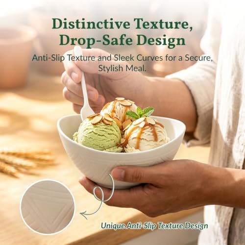 Homienly Small Bowls Set Wheat Straw Bowls 10 oz Small Serving Bowls for Ice Cream, Dessert, Snack, Appetizer, Candy, Unbreakable Microwave and DIshwasher Mini Bowls for Party, Picnic (6 PCS White)