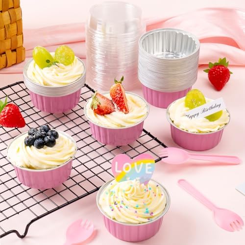 60Pcs Mini Loaf Cake Pans with Lids and Spoons