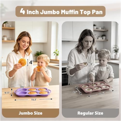 4 Inch Jumbo Silicone Muffin Top Pan with Frame Non Stick Egg Mold Baking