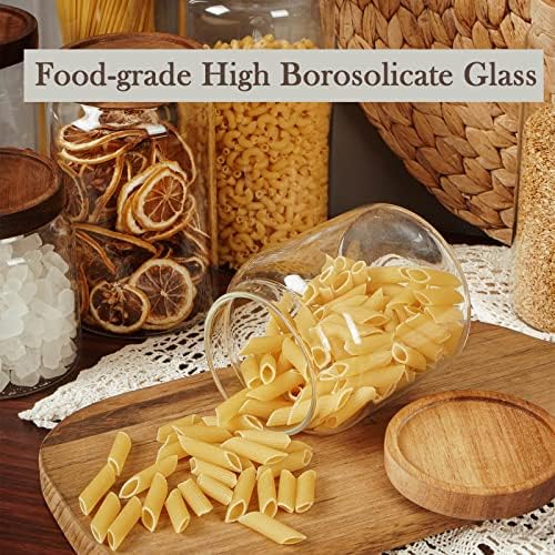 Labina Glass Jar with Wood Lid, Airtight Kitchen Storage Canister
