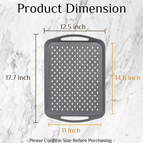 17.7" x 12.5" Anti-Slip Serving Trays with Handles, 3 Pcs X-Large Rectangular Food Serving Tray for Lap, Food Trays for Eating on Couch, Reusable and Durable, Grey