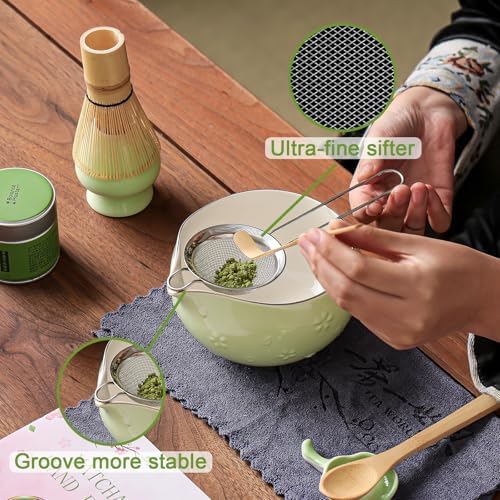 Clay&Fire Matcha Whisk, Handcrafted Bamboo Whisk for Matcha Powder (Light green)