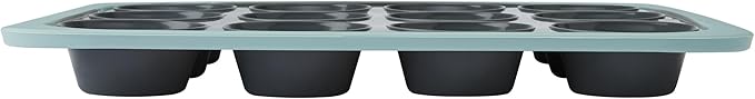 Chicago Metallic 12-Cup Silicone Muffin Pan, Nonstick Bakeware with Wire-Reinforced Rim, BPA-Free Food-Grade Silicone, Oven Safe to 428°F, Dishwasher Safe, Easy Cupcake Release