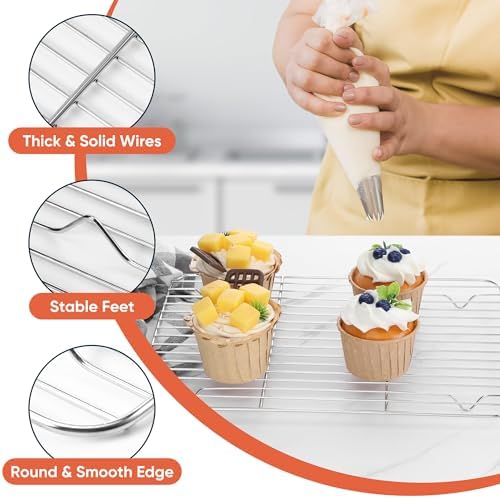 Homikit 4 PCS Cooling Racks for Quarter Sheet Pan, 12"x 9" Oven Baking Rack