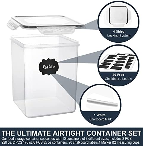 VERONES Large Tall Airtight Food Storage Containers, 10 PACK Containers Set